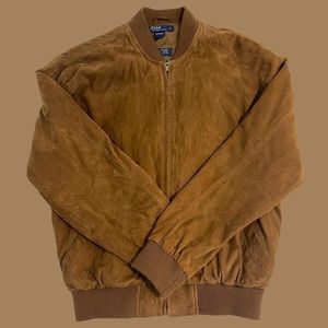 VINTAGE Polo Ralph Lauren (L) 1950’s Brown Suede Leather Short Bomber Jacket